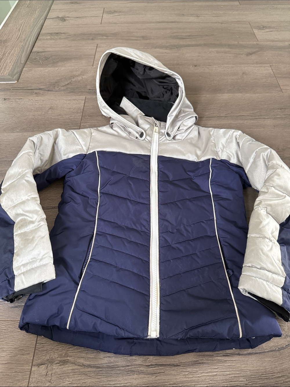 Rossignol Girls Hooded Insulated Winter Jacket - Navy & Silver